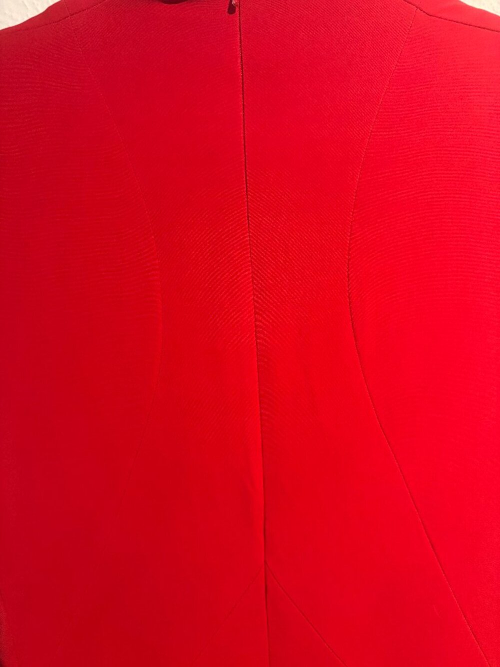 Reiss Red V-Neck Short Sleeve Tailored Midi Dress Size US 6 - Picture 11 of 11